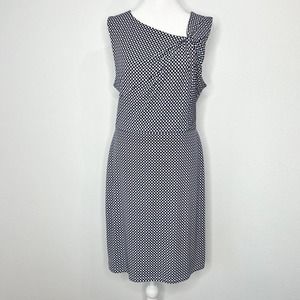 41 Hawthorn Navy Blue Gray White Print Sleeveless Twist-Front Jersey Dress Sz L